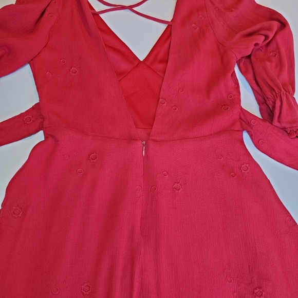 NWOT Lulus In the Meadow Backless Embroidered  Red Mini Dress Sz S - Picture 11 of 13